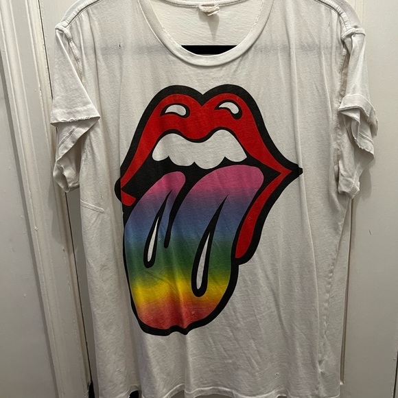 Madeworn The Rolling Stone rainbow lips tshirt - Picture 1 of 3